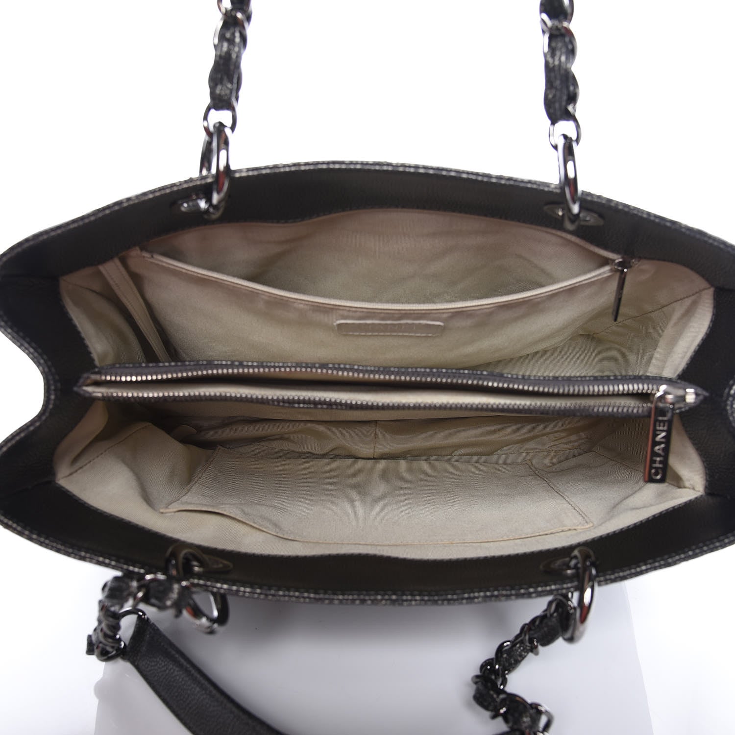 Chanel Metallic Caviar Quilted Grand Shopping Tote GST Dark Silver 5 of 12