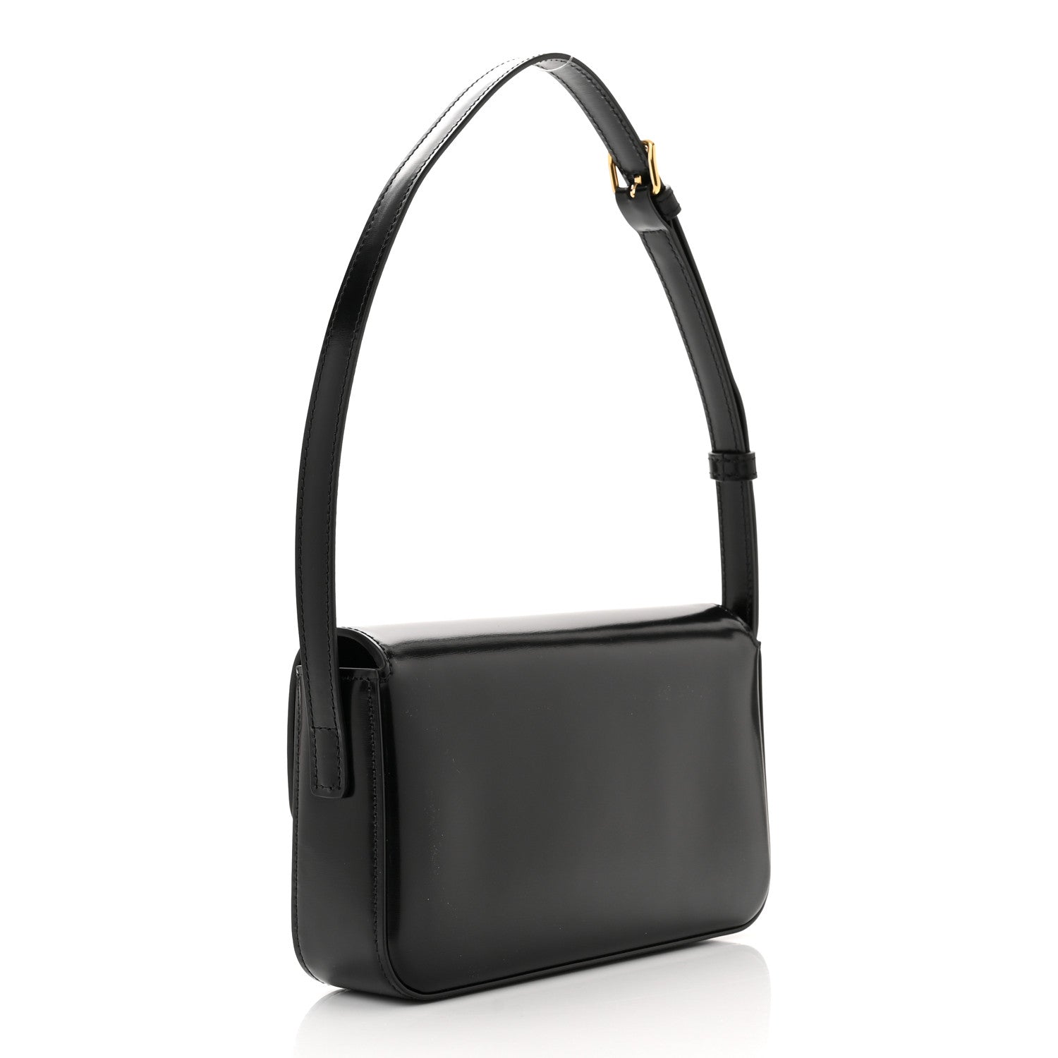 Celine Shiny Calfskin Triomphe Shoulder Bag Black 3 of 12