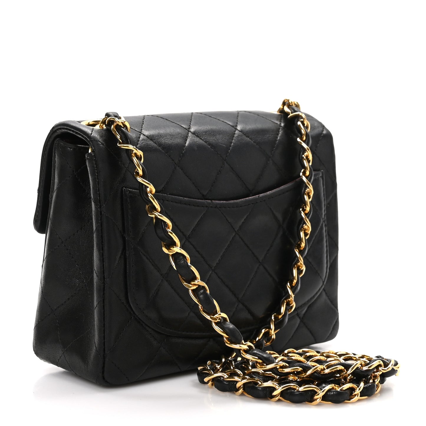 Lambskin Quilted Mini Square Flap Bag Black