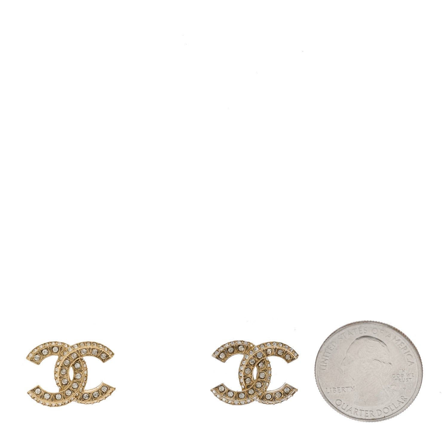 Chanel Crystal Timeless CC Earrings Light Gold 2 of 4