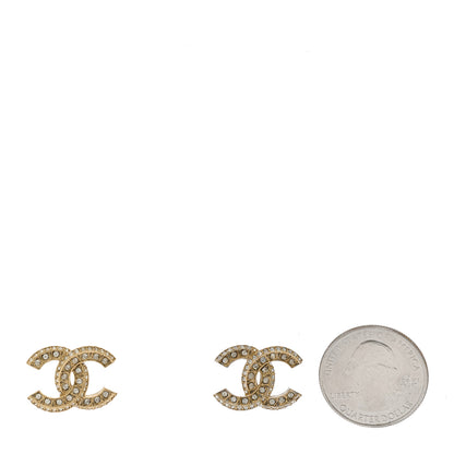 Chanel Crystal Timeless CC Earrings Light Gold 2 of 4
