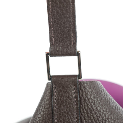 Hermes Taurillon Clemence Epsom Eclat Picotin GM Ebene Cyclamen 8 of 14