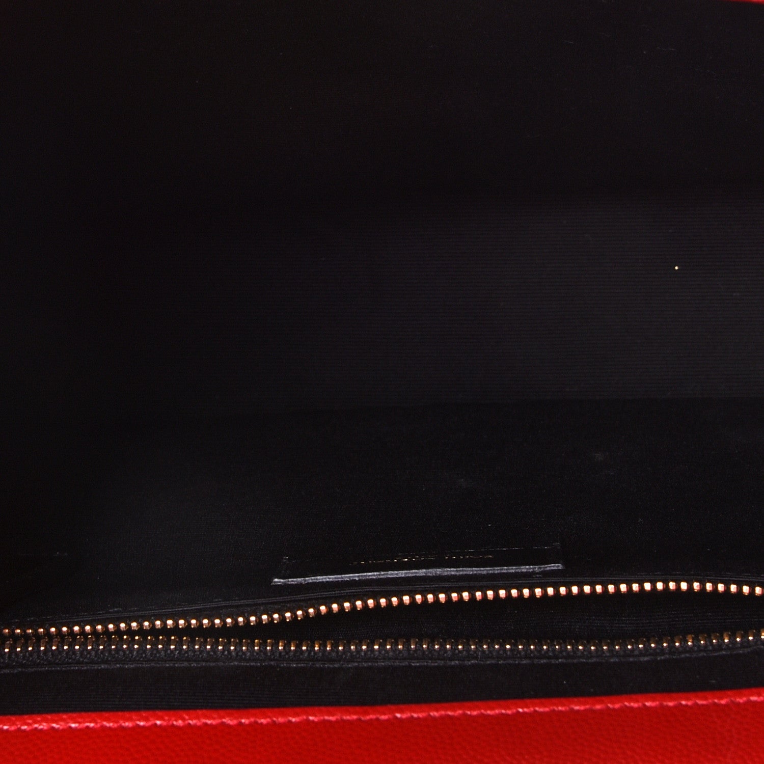 Saint Laurent Grain De Poudre Matelasse Chevron Large Monogram Satchel Lipstick Red 5 of 10