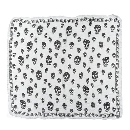 Alexander McQueen Silk Chiffon Skull Scarf Ivory Black 1 of 3