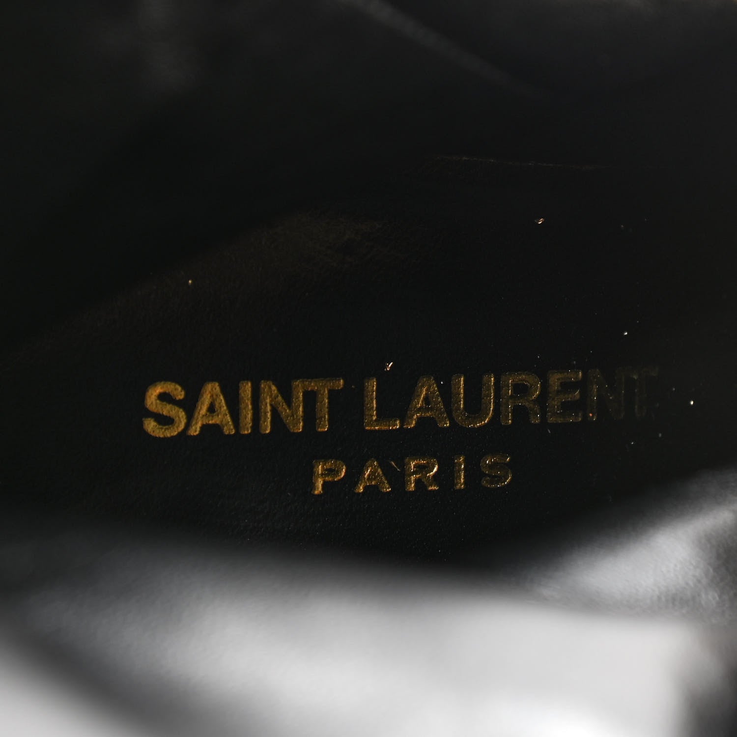 Saint Laurent Metallic Calfskin Python Embossed Tall Boots 38 Gold 7 of 11