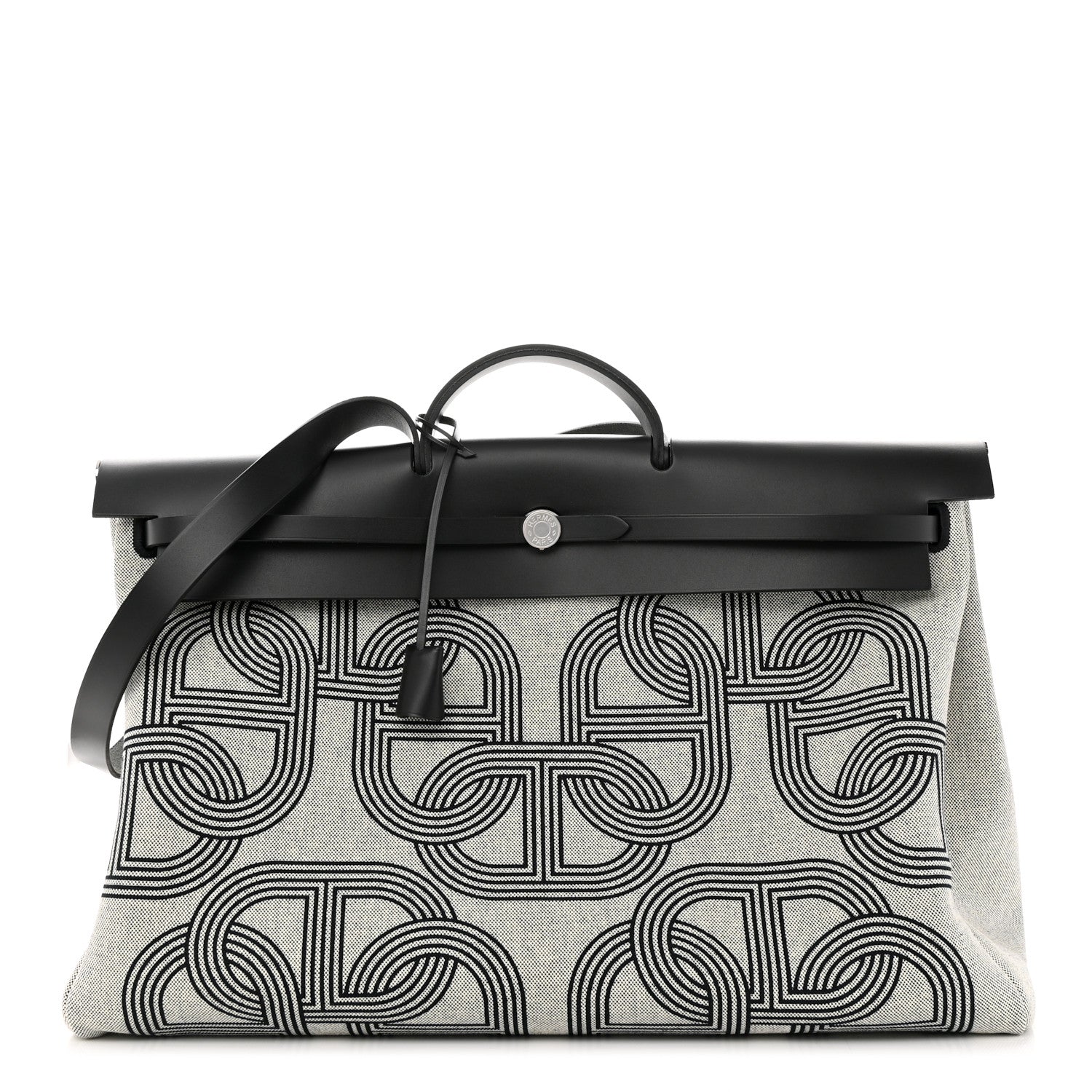 Hermes H Plume Canvas Vache Hunter Circuit Herbag Cabin Zip Retourne 50 Black Ecru 3 of 13
