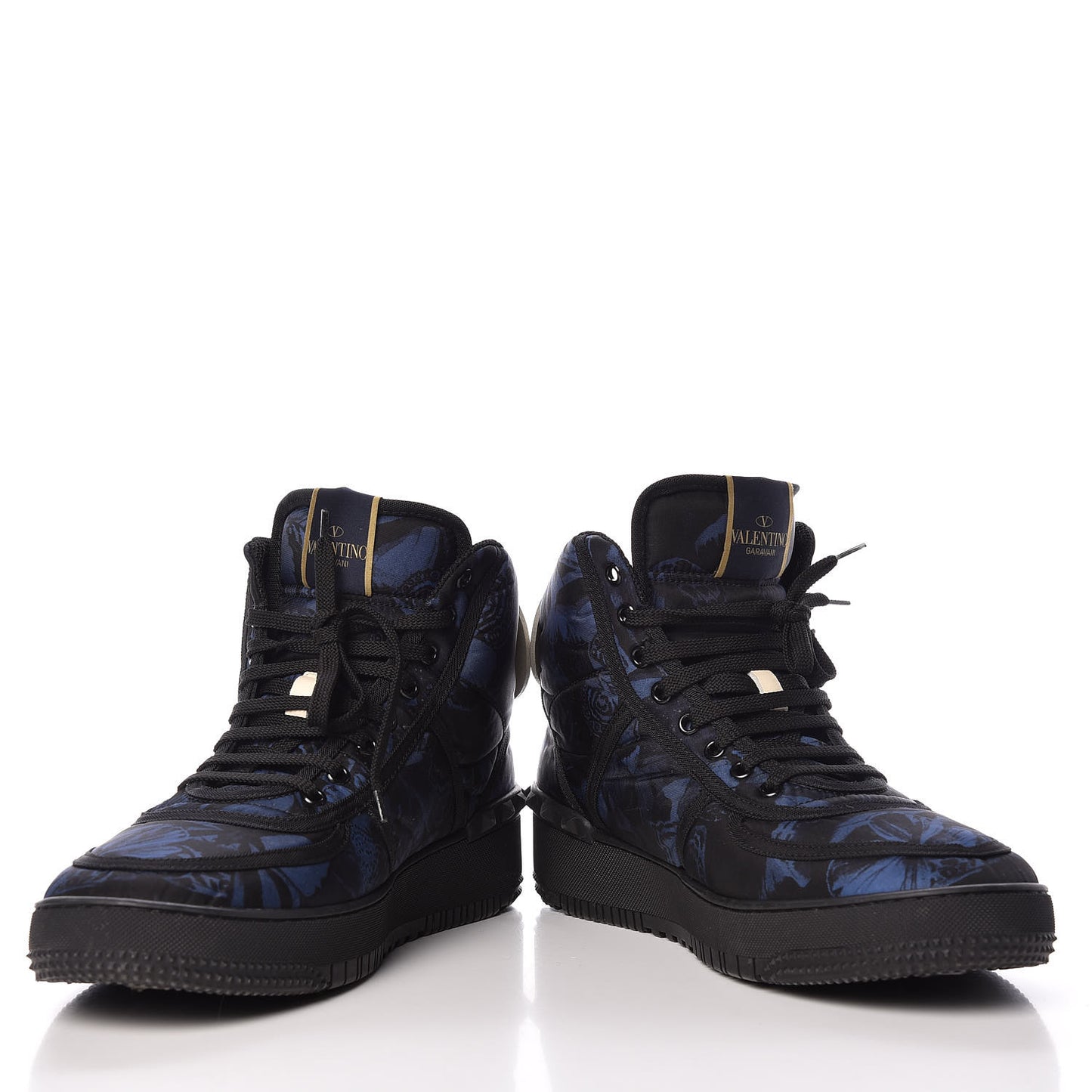 Nylon Camubutterfly Mens Rockstud High Top Sneakers 45 Marine Light Ivory Black