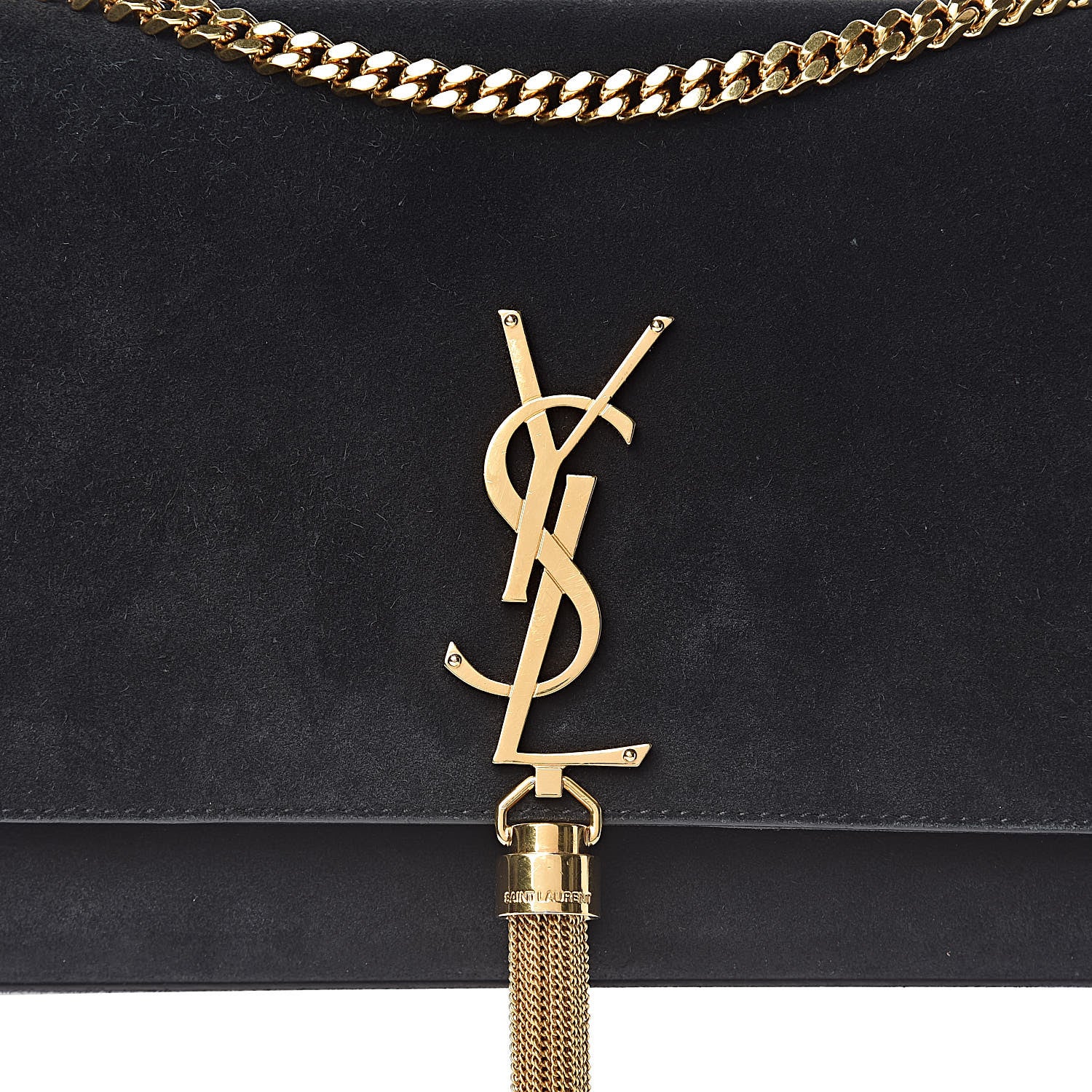 Saint Laurent Suede Medium Monogram Kate Tassel Shoulder Bag Black 15 of 15