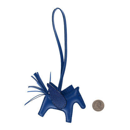 Hermes Milo Lambskin Lizard Touch Grigri Rodeo Pegase Horse Bag Charm PM Bleu France 2 of 4