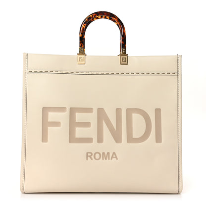 Fendi Vitello King Plexiglass Logo Embossed Large Fendi Sunshine Shopper Tote White Ice 1 of 9