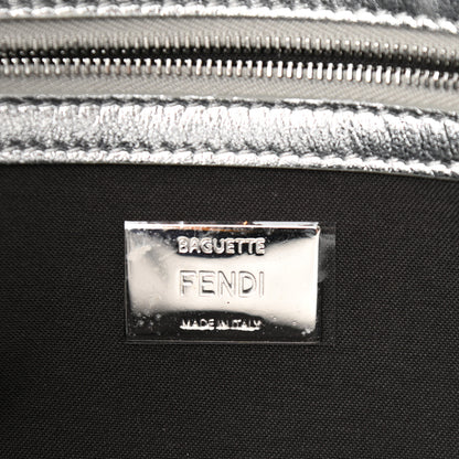 Fendi Vitello Catalan Mirror FF 1974 Embossed Baguette Argento 7 of 10