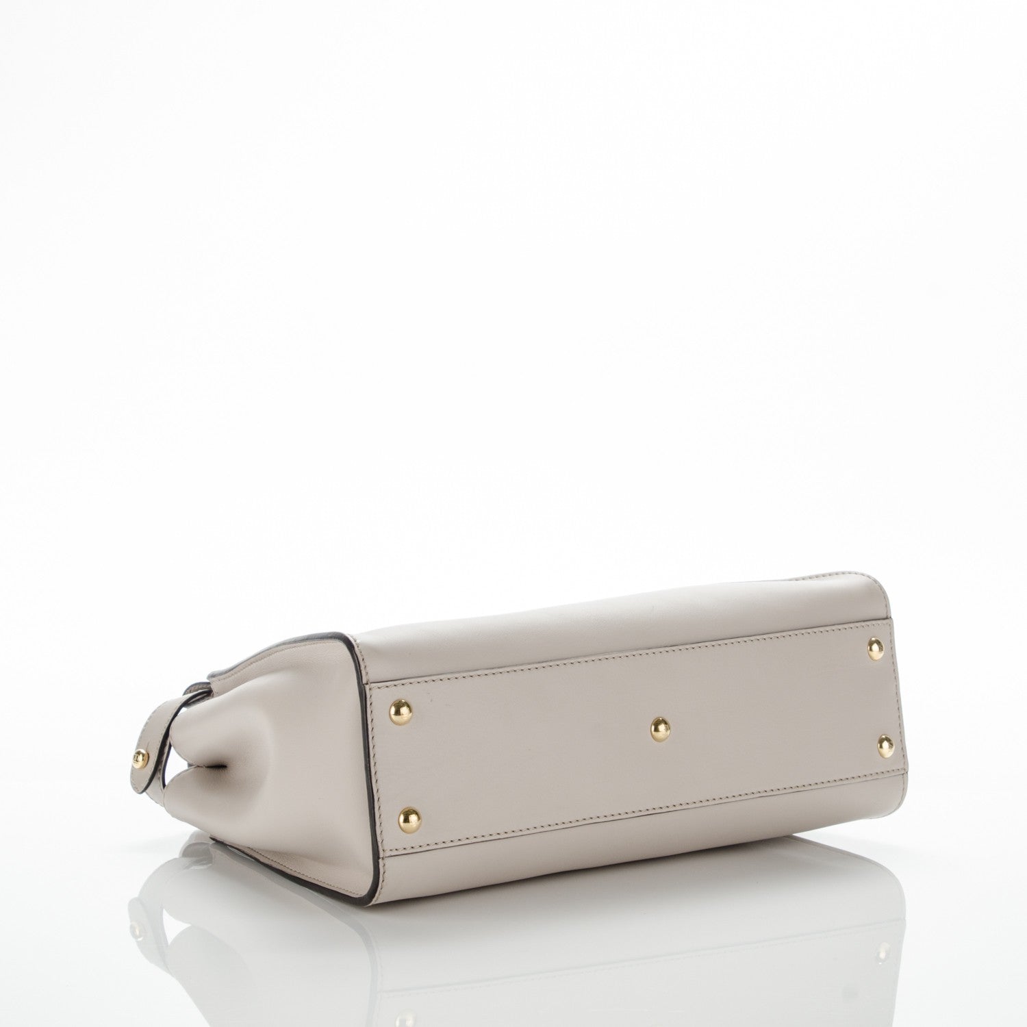 Fendi Vitello Seta Shiny Nappa Medium Peekaboo Iconic Satchel Grigio Polvere Bois de Rose 5 of 11