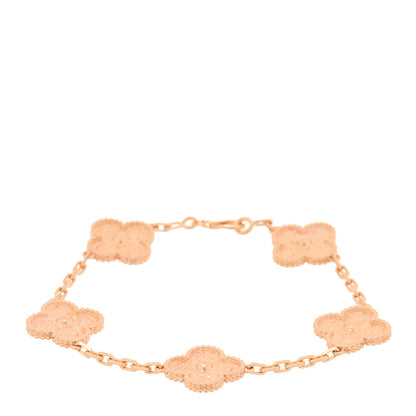 Van Cleef & Arpels 18K Rose Gold 5 Motifs Vintage Alhambra Bracelet 1 of 3