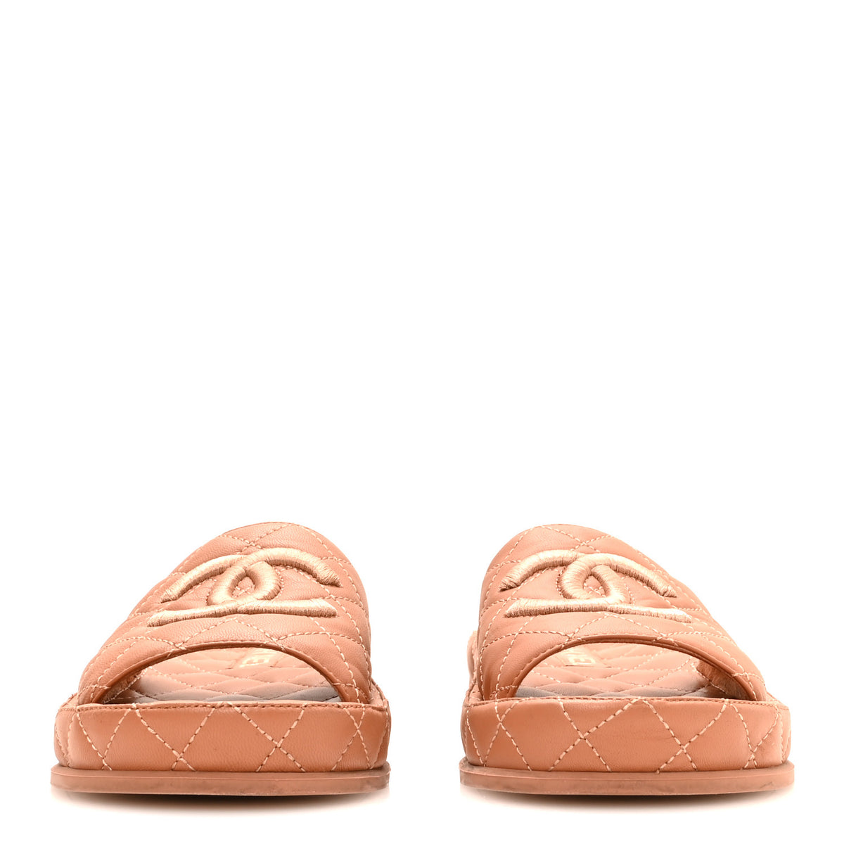 Chanel Lambskin Quilted CC Mules Sandals 37 Brown 3 of 9