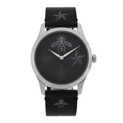 Gucci Stainless Steel Calfskin 38mm G-Timeless Bee Star Hologram Quartz Watch Black 1 of 4