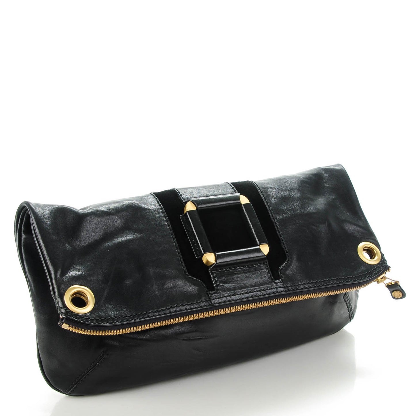 Calfskin Suede Shoulder Bag Black