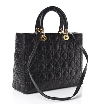 Christian Dior Lambskin Cannage Large Lady Dior Black 3 of 11
