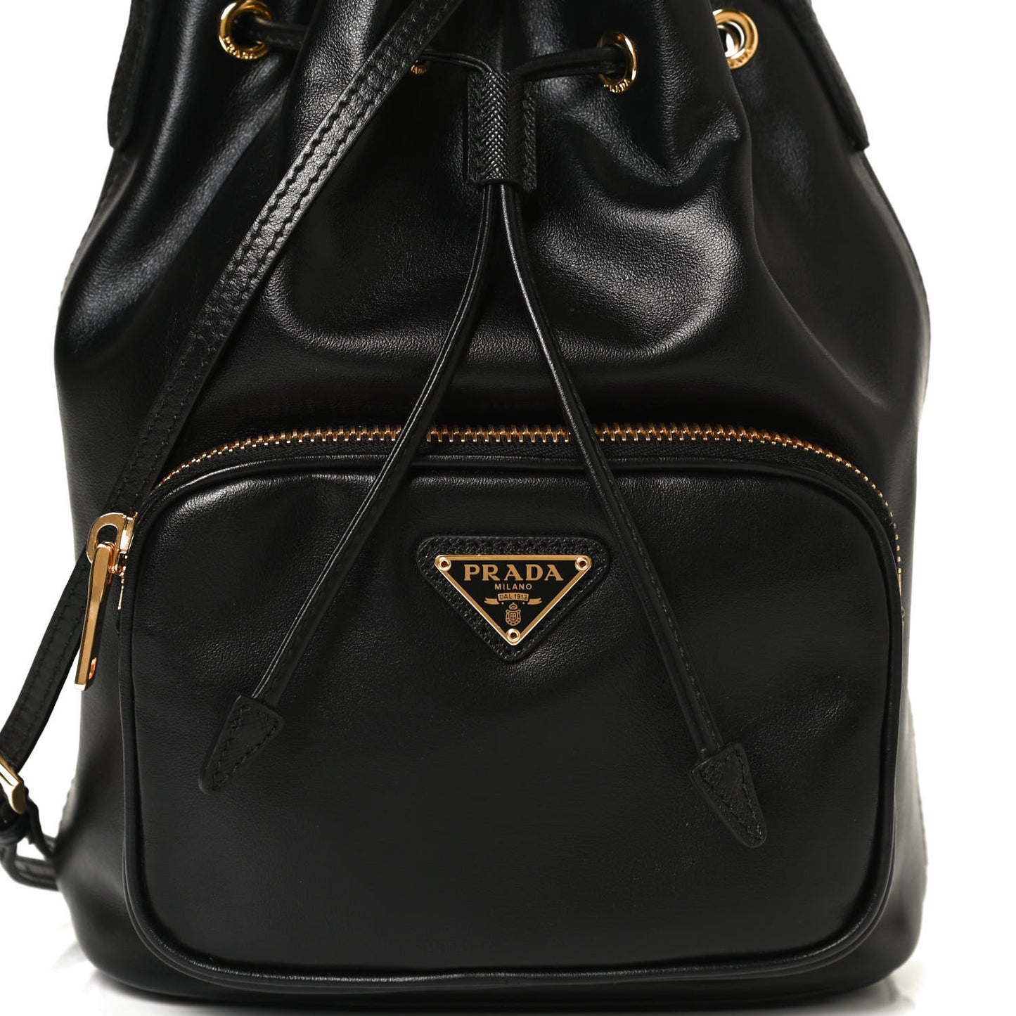 Light Calfskin Saffiano Mini Bucket Crossbody Bag Black
