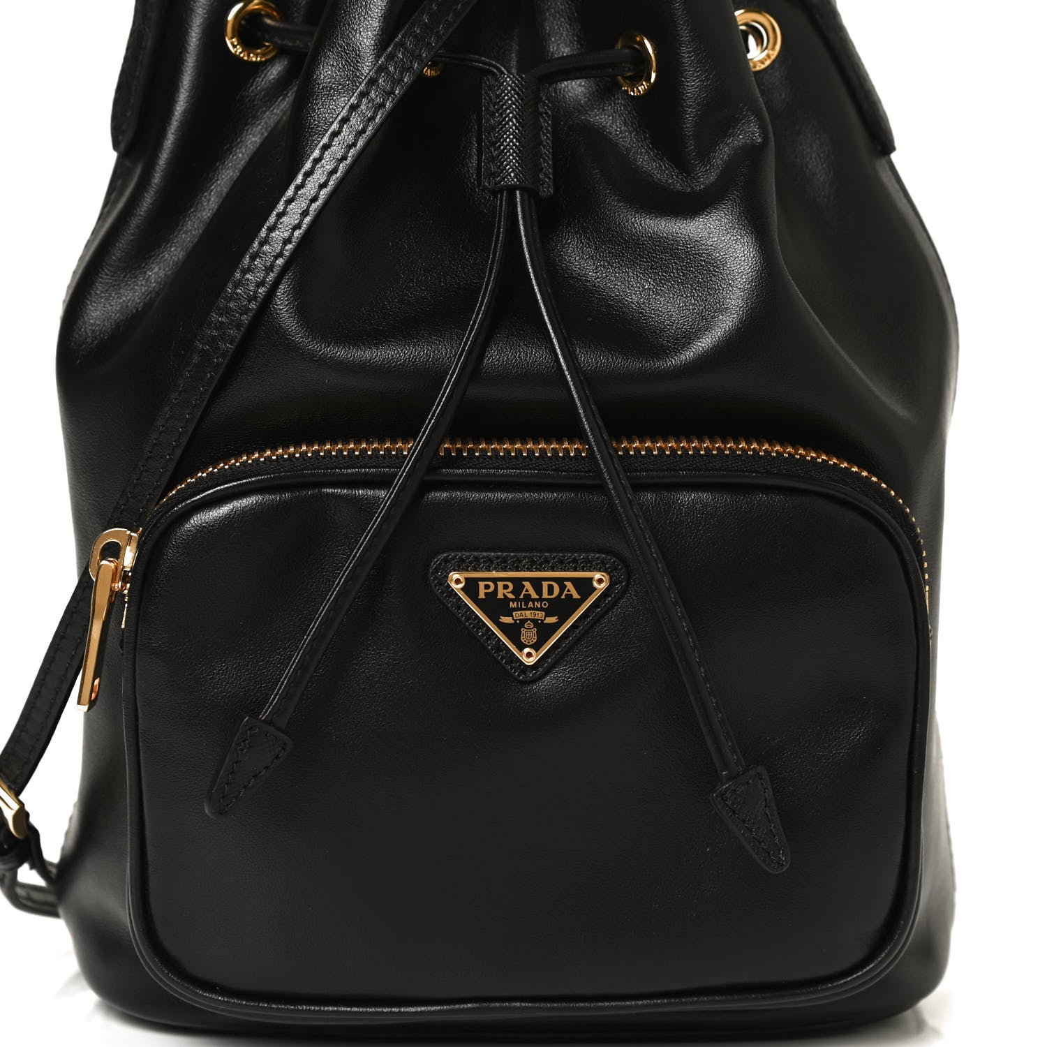 Prada Light Calfskin Saffiano Mini Bucket Crossbody Bag Black 7 of 11