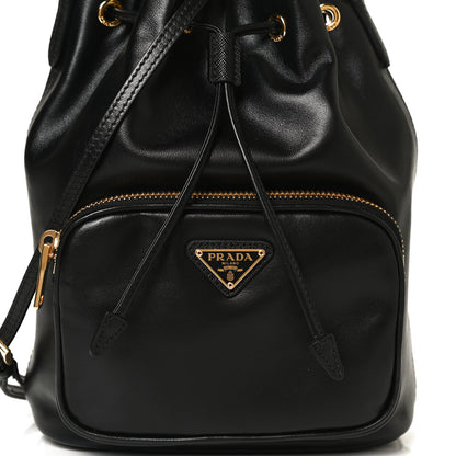Prada Light Calfskin Saffiano Mini Bucket Crossbody Bag Black 7 of 11
