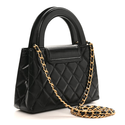 Chanel Shiny Aged Calfskin Quilted Nano Kelly Shopper Black 3 of 11