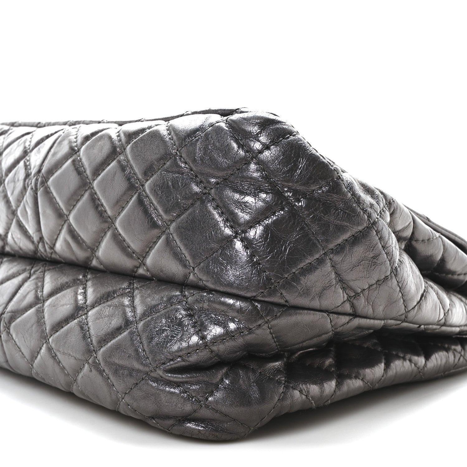 Chanel Metallic Aged Calfskin Quilted Reissue 2.55 Accordion Flap Dark Silver 10 of 10
