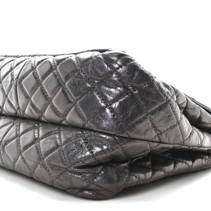 Chanel Metallic Aged Calfskin Quilted Reissue 2.55 Accordion Flap Dark Silver 10 of 10