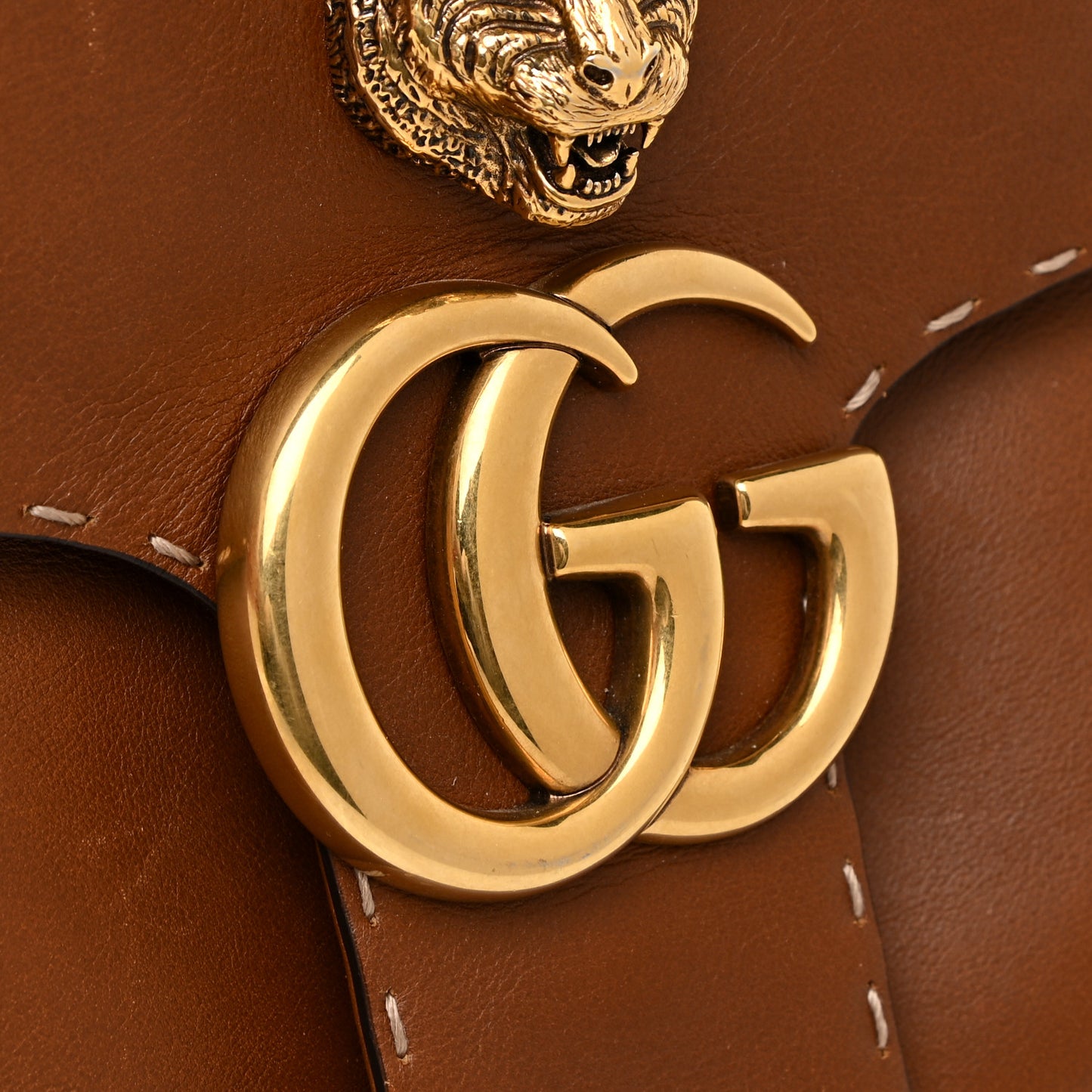 Calfskin Feline GG Marmont Flap Shoulder Bag Cuir
