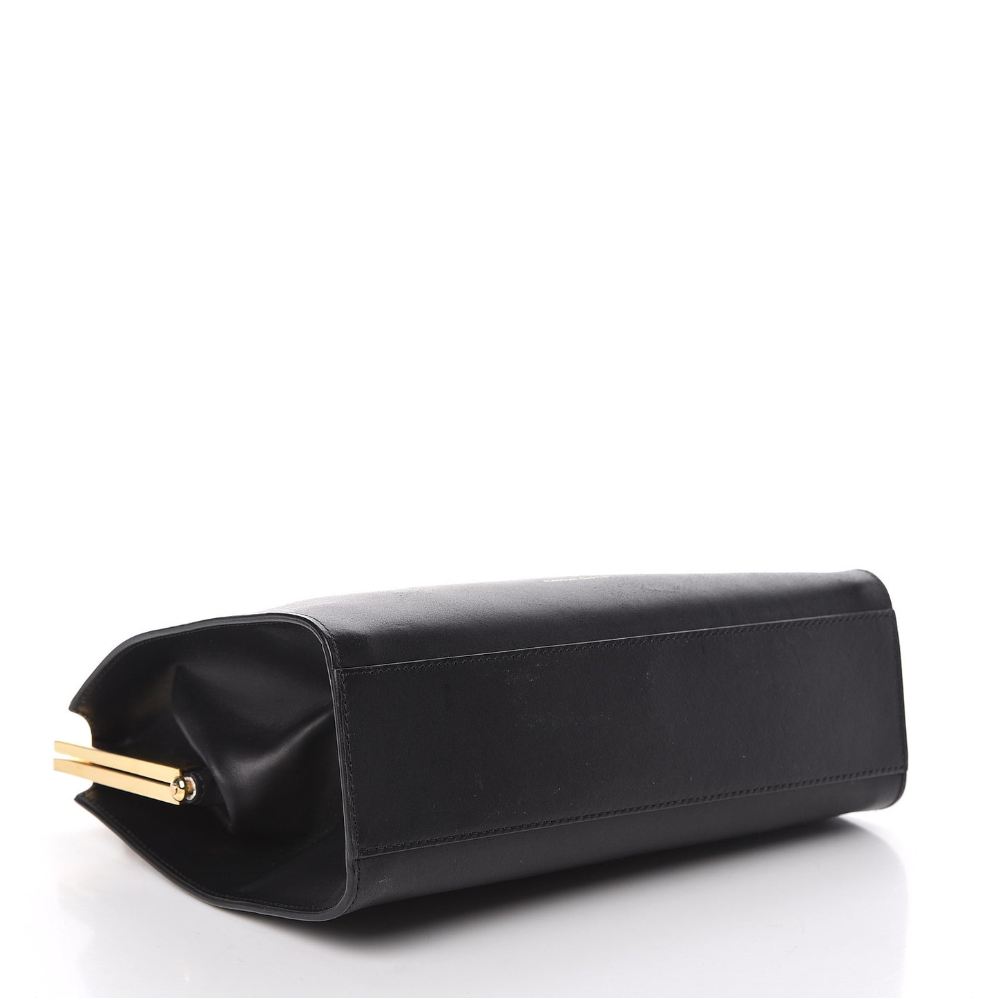 Vegetable Tanned Calfskin Elegant Top Handle Bag Black