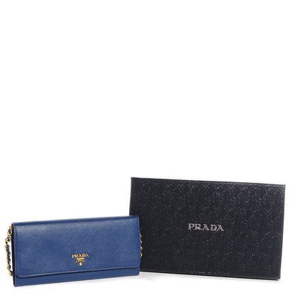 Prada Saffiano Metal Oro Chain Wallet Bleuette 9 of 9