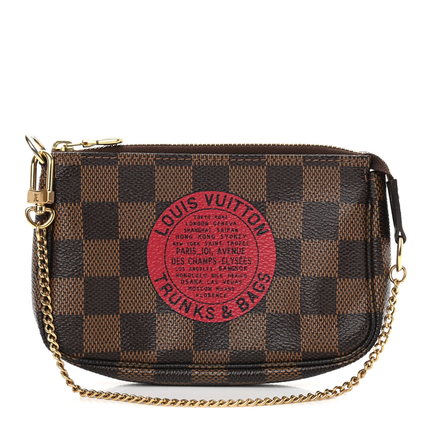 Damier Ebene Complice Trunks and Bags Mini Pochette Accessories Red