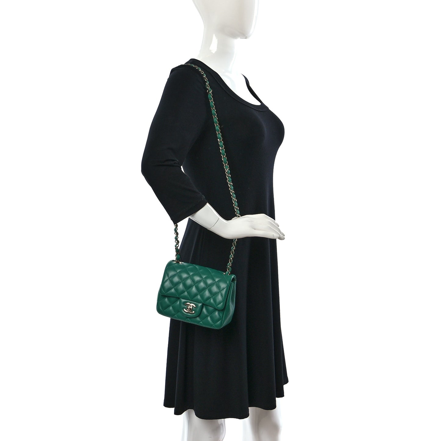 Lambskin Quilted Mini Square Flap Green
