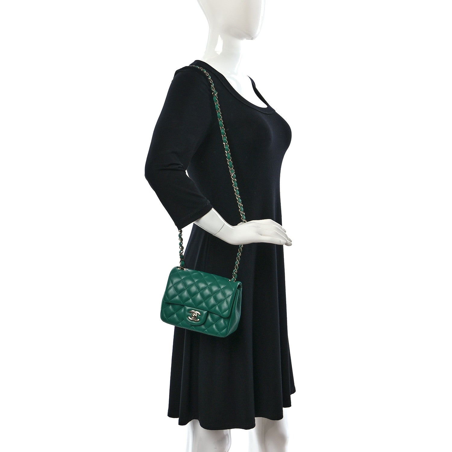 Chanel Lambskin Quilted Mini Square Flap Green 2 of 11