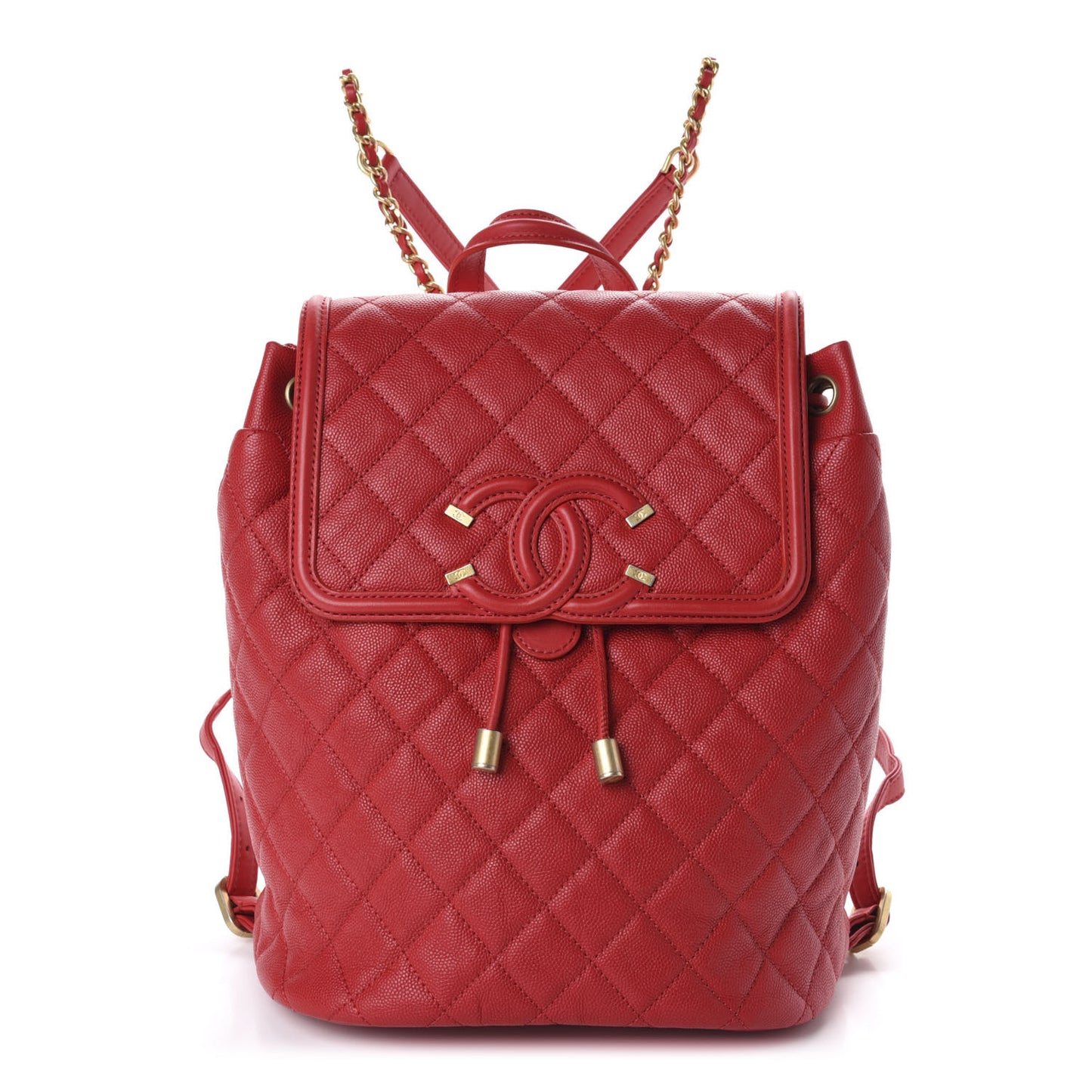 Caviar Quilted Filigree Backpack Red