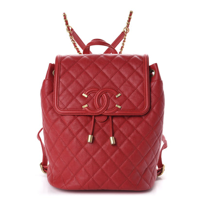 Chanel Caviar Quilted Filigree Backpack Red 1 of 9