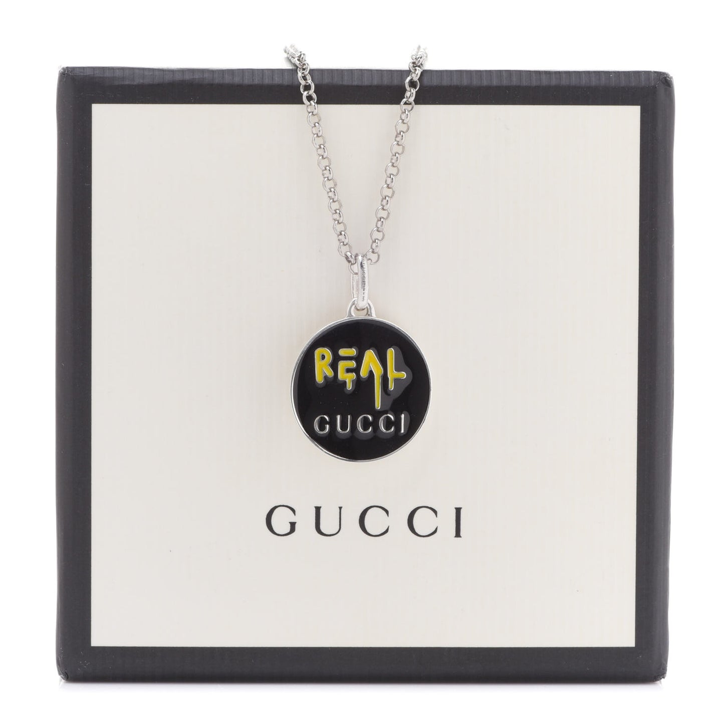 Sterling Silver Enamel Ghost Real Pendant Necklace