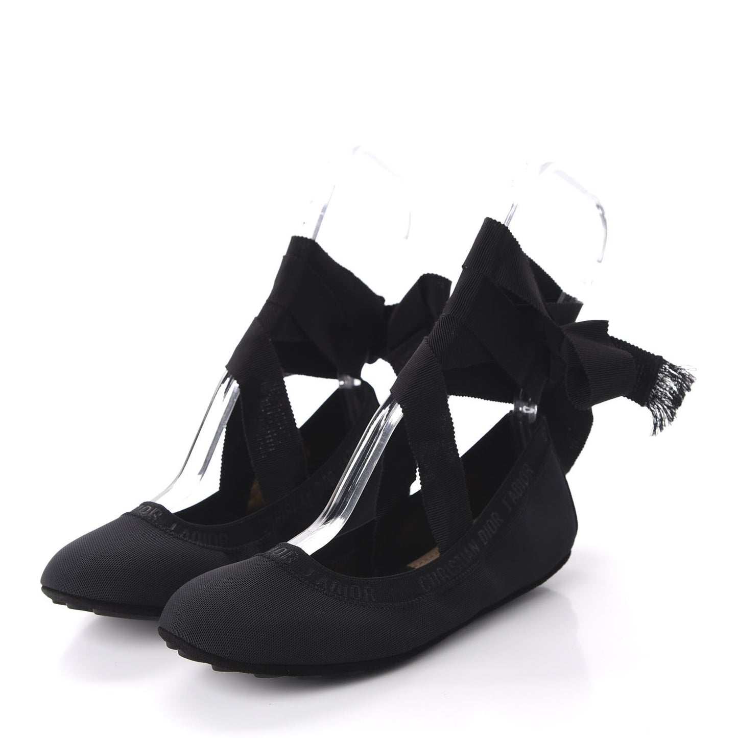 Micro Mesh Academy Lace-Up Ballerina Flats 36 Black