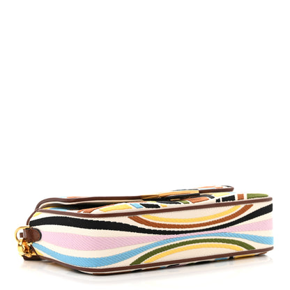 Fendi X SARA COLEMAN Canvas Vitello King Seta FF Fish Eye Embroidered Baguette Grezzo Multicolor Ghianda 4 of 14