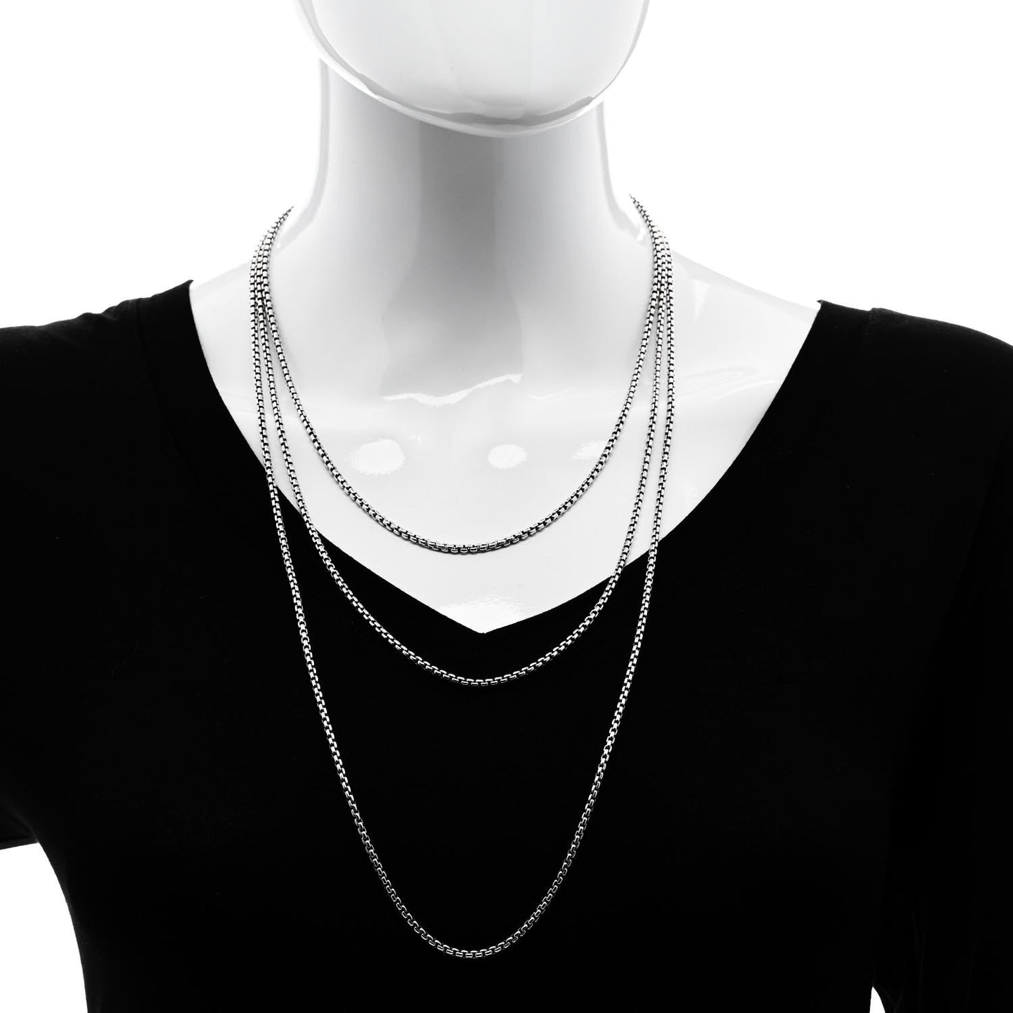 Sterling Silver 14K Yellow Gold 2.7mm Box Chain Necklace 72"