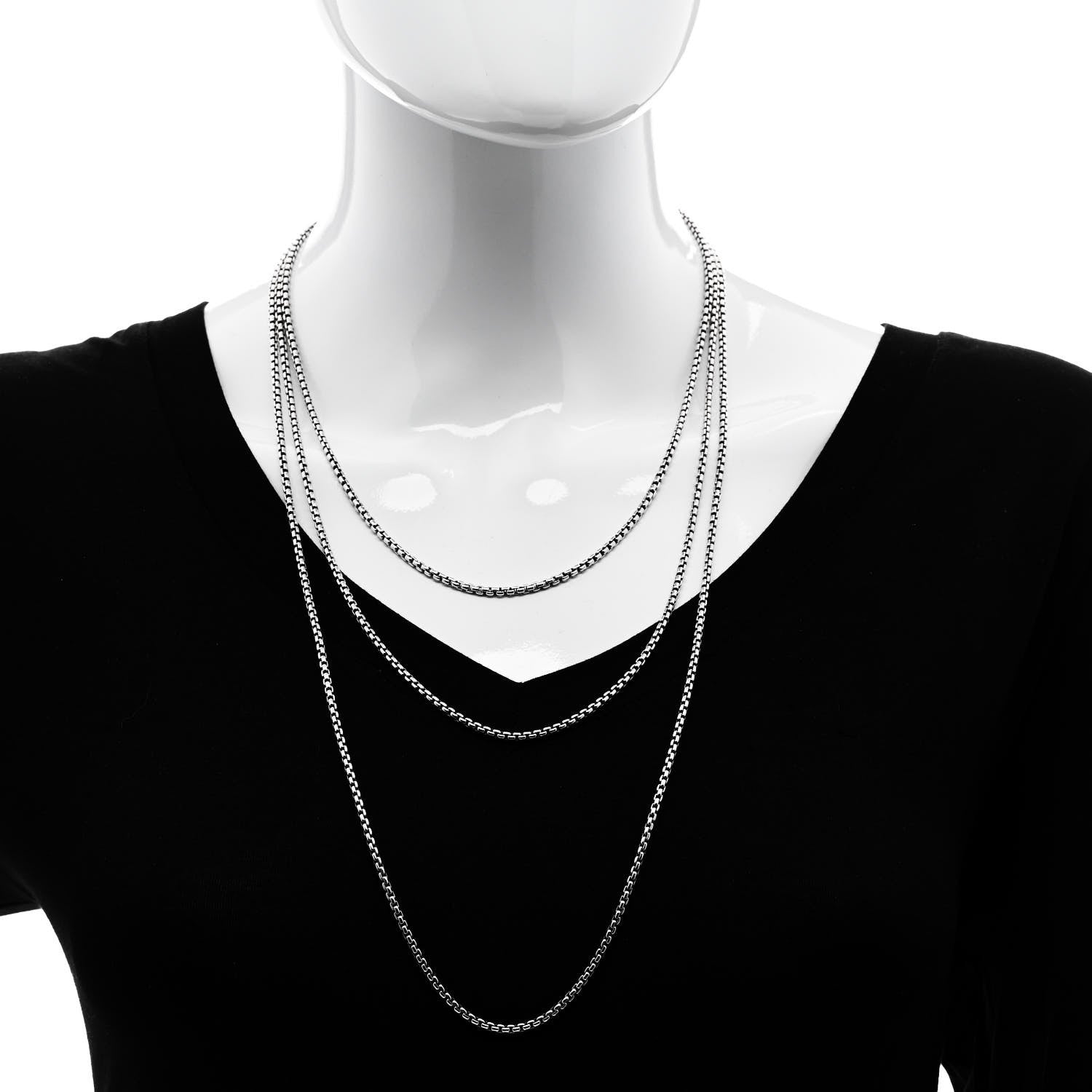 David Yurman Sterling Silver 14K Yellow Gold 2.7mm Box Chain Necklace 72" 2 of 5