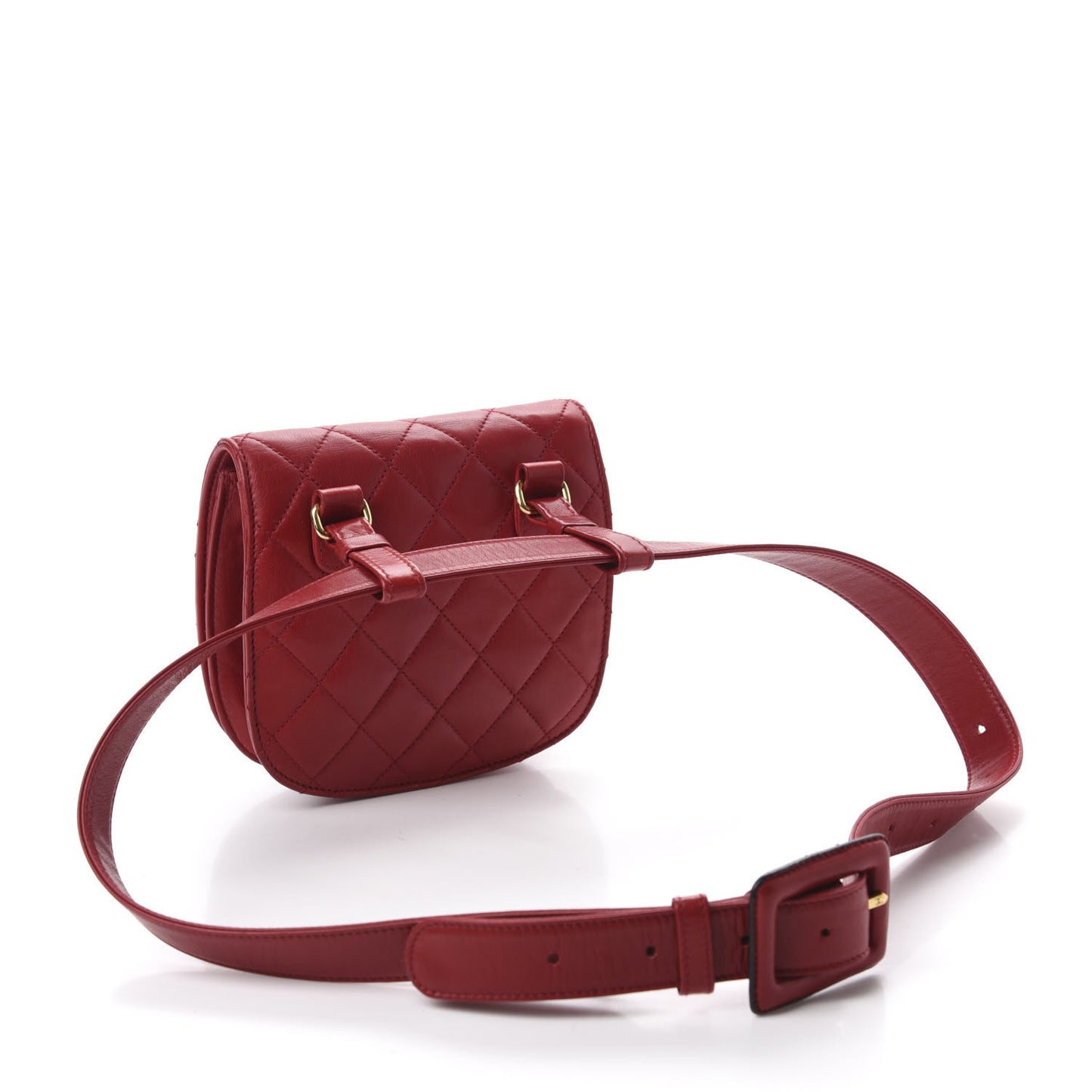 Lambskin Quilted Flap Waist Belt Bag 95 38 Red