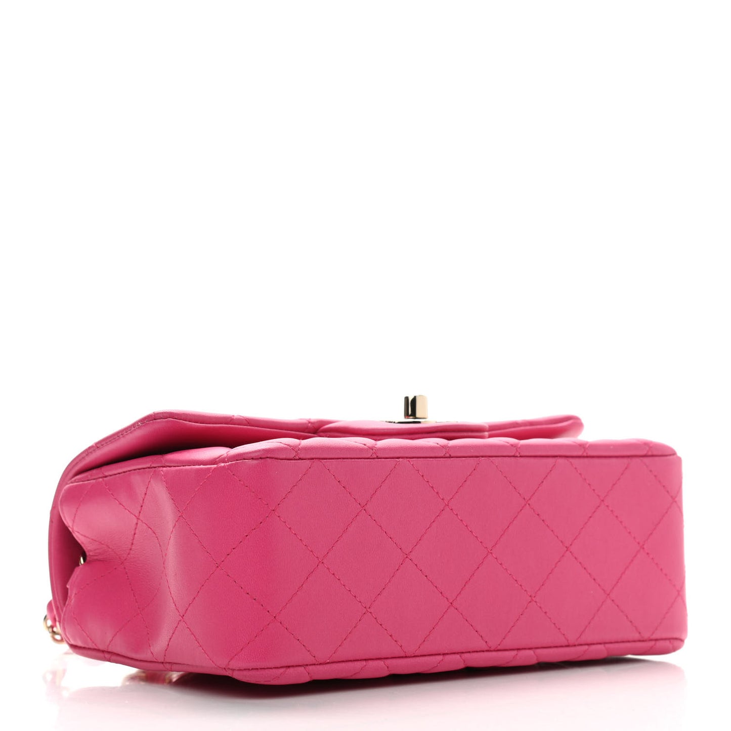 Lambskin Quilted Mini Rectangular Flap Fuchsia