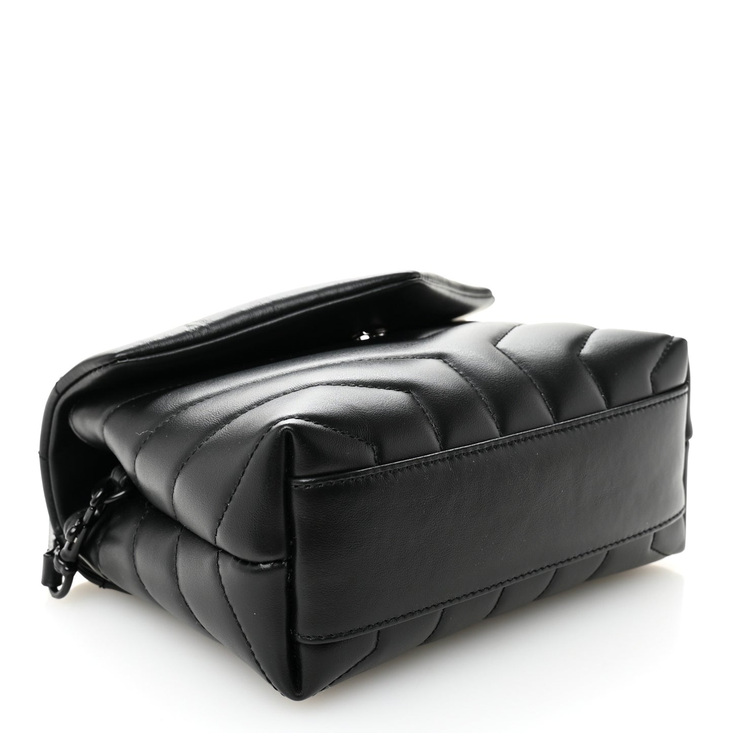 Calfskin Y Quilted Monogram Monochrome Toy Loulou Crossbody Bag Black