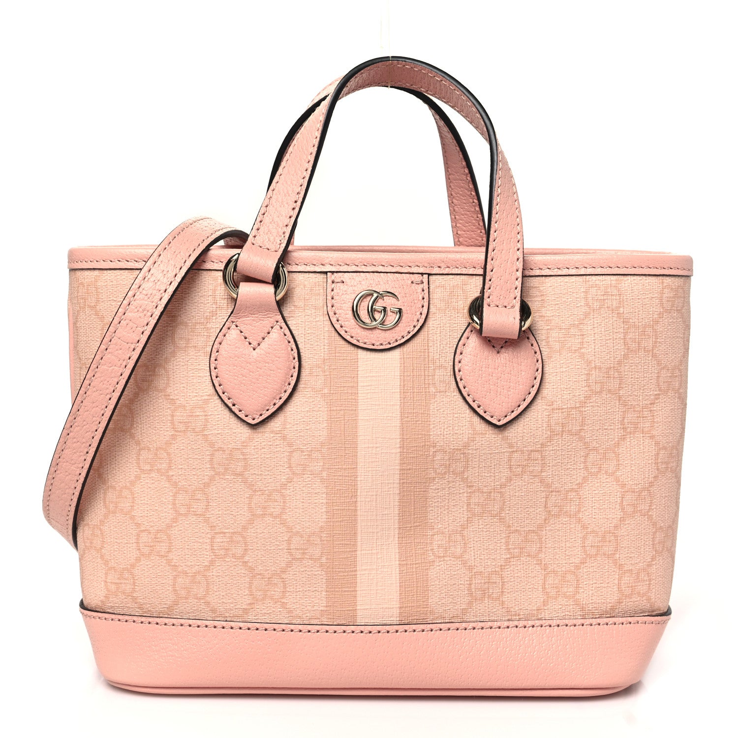 Gucci GG Supreme Monogram Textured Dollar Calfskin Mini Ophidia Shoulder Tote Bag Rose Pink 1 of 11