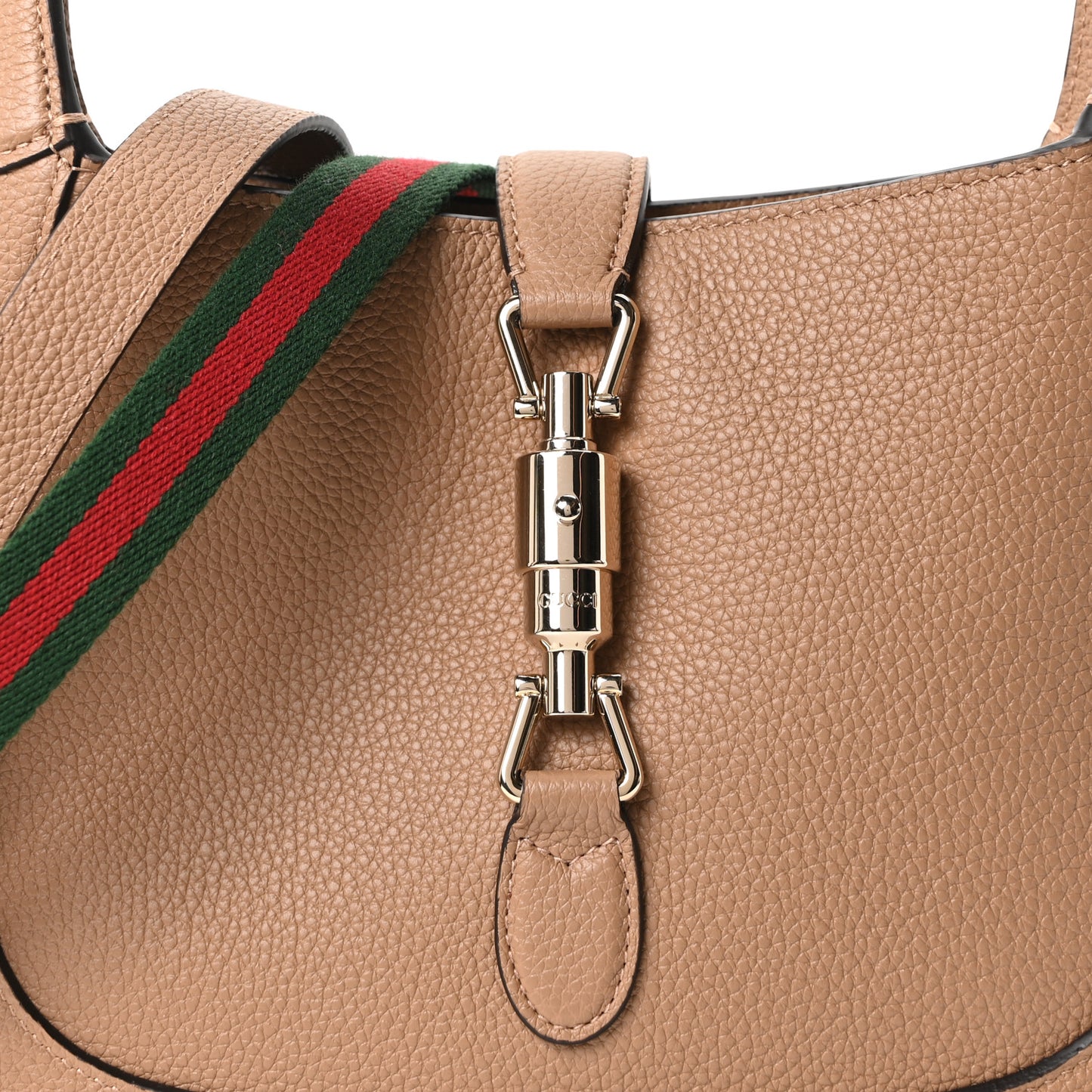 Grained Calfskin Web Medium Jackie 1961 Hobo Taupe