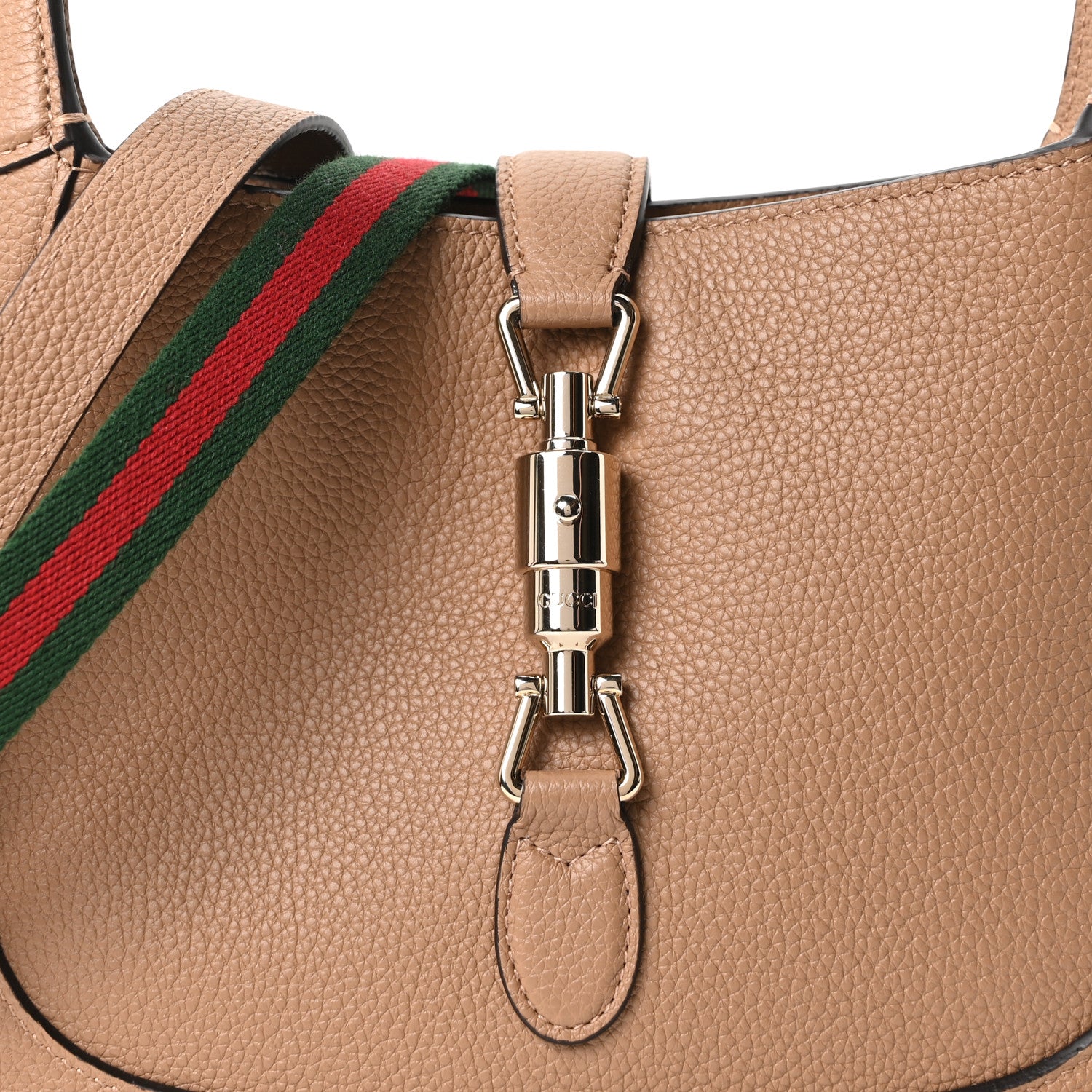 Gucci Grained Calfskin Web Medium Jackie 1961 Hobo Taupe 8 of 10