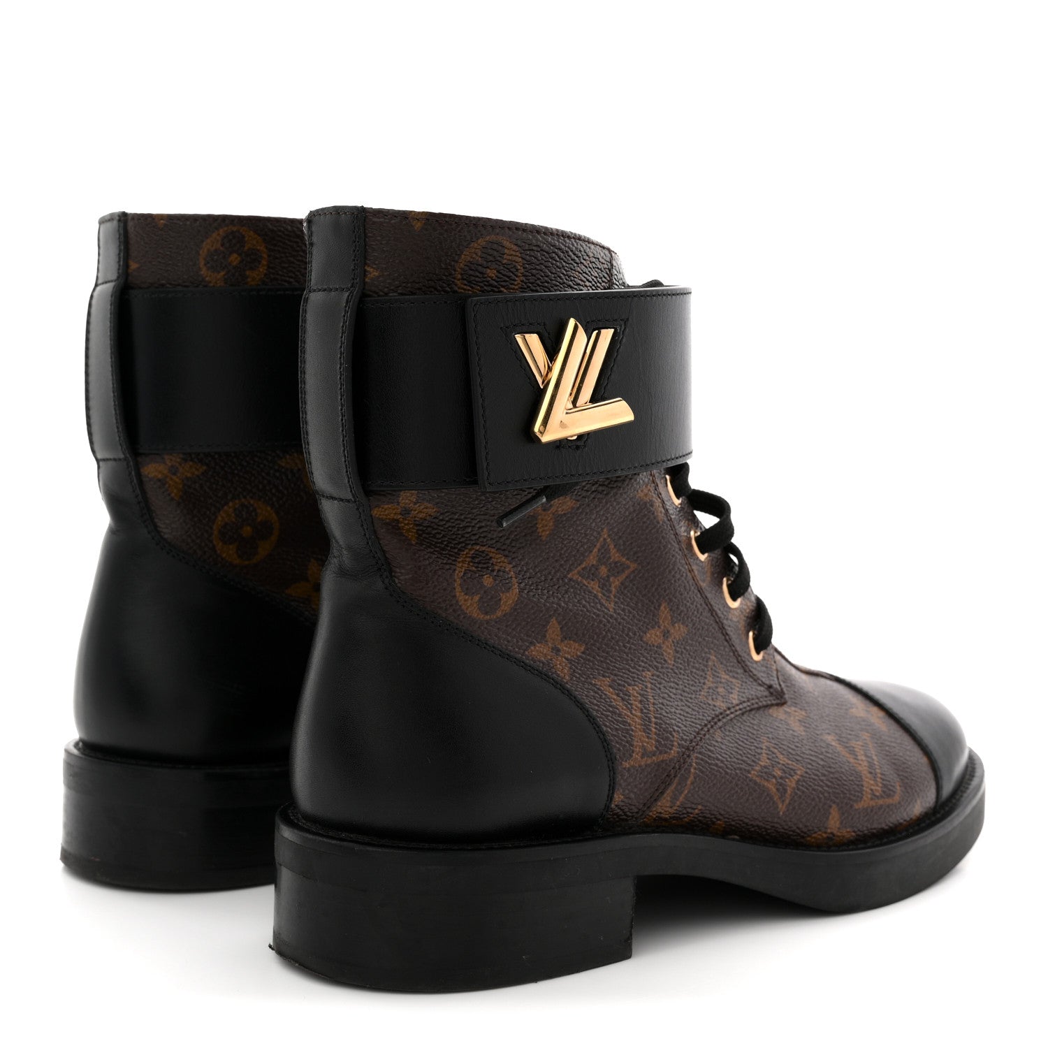 Louis Vuitton Calfskin Monogram Wonderland Flat Ranger Boots 39 Black 5 of 10