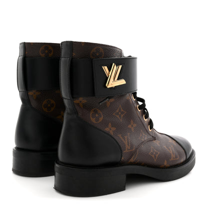 Louis Vuitton Calfskin Monogram Wonderland Flat Ranger Boots 39 Black 5 of 10