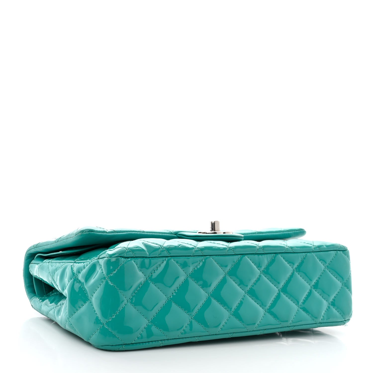 Chanel Patent Quilted Medium Double Flap Turquoise 4 of 15