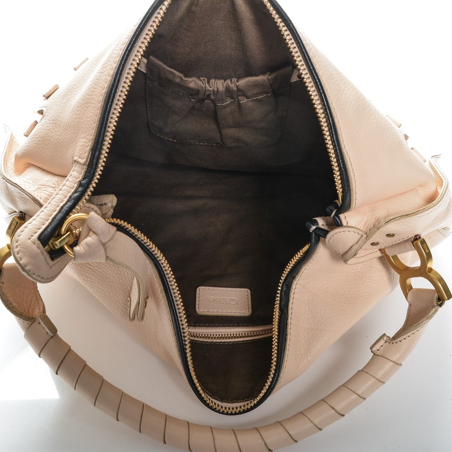 Calfskin Braided Large Marcie Hobo Pale Pink